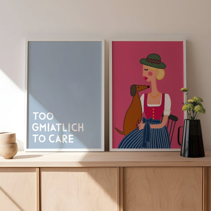 Dirndl Dame mit Dackel Poster • exklusive Illustration von Susi • bairisches Kunstwerk direkt aus München - vonSUSI