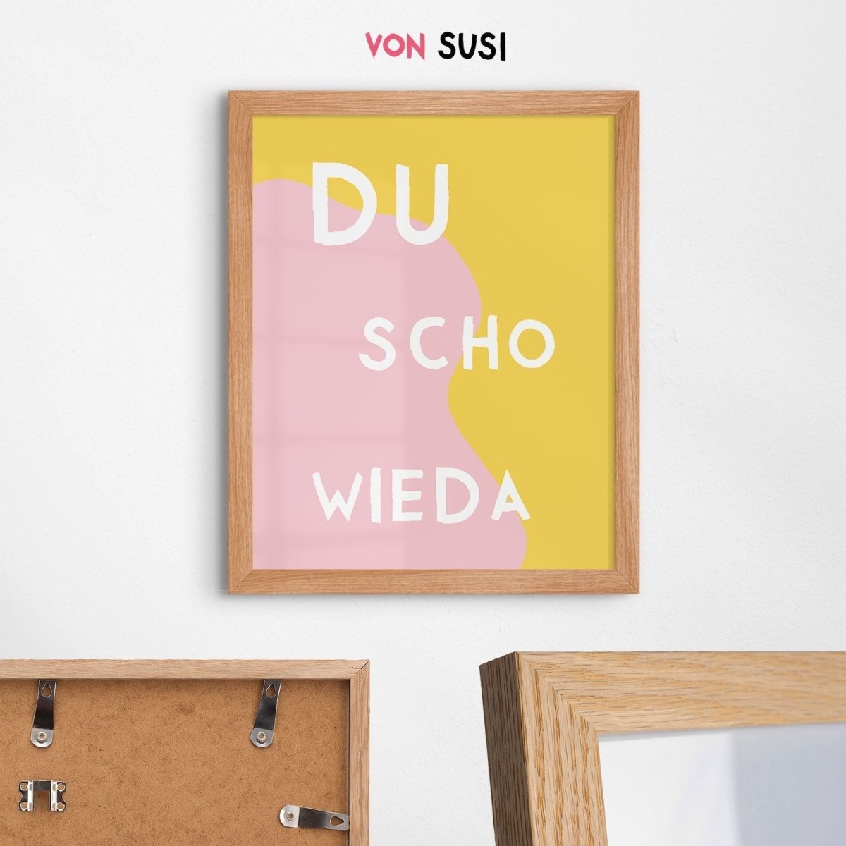 Du scho wieda Poster • bayrisches Typografie Poster in gelb pink • bayerischer Spruch • lustige Wanddekoration &amp; Deko für Bayern mit Dialekt - vonSUSI