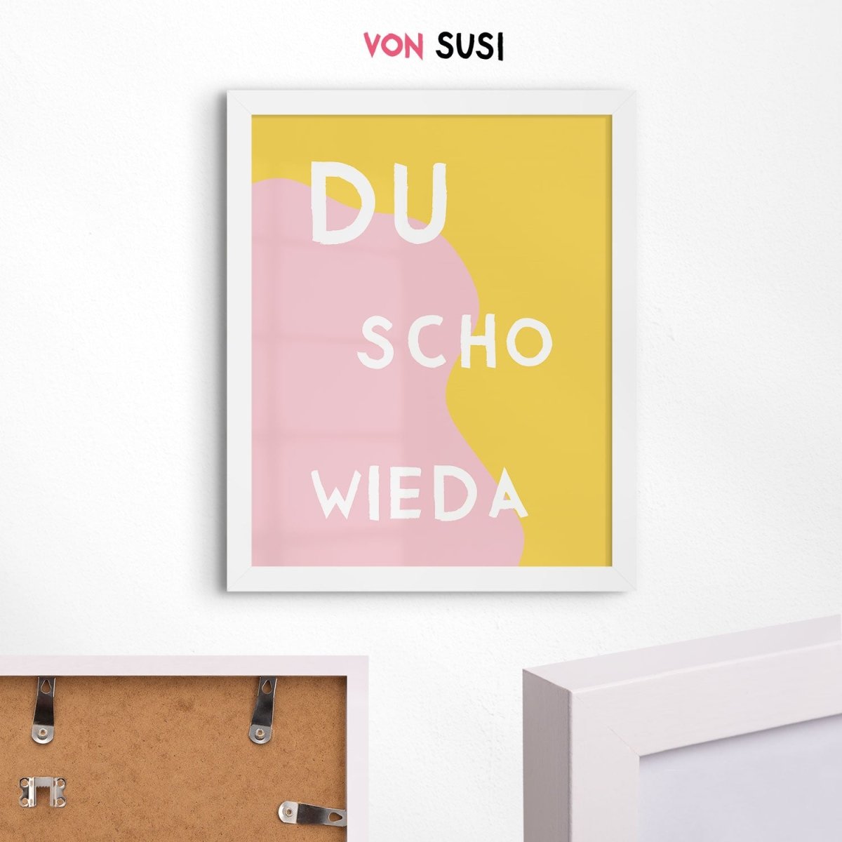 Du scho wieda Poster • bayrisches Typografie Poster in gelb pink • bayerischer Spruch • lustige Wanddekoration &amp; Deko für Bayern mit Dialekt - vonSUSI