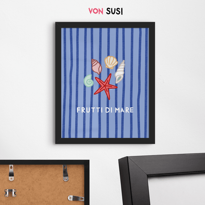 Frutti di Mare Poster • Fine Art Kunstdruck für Urlaubs-Vibes mit Muscheln und Meer - vonSUSI