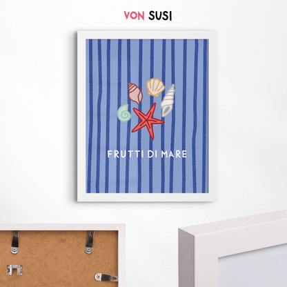 Frutti di Mare Poster • Fine Art Kunstdruck für Urlaubs-Vibes mit Muscheln und Meer - vonSUSI