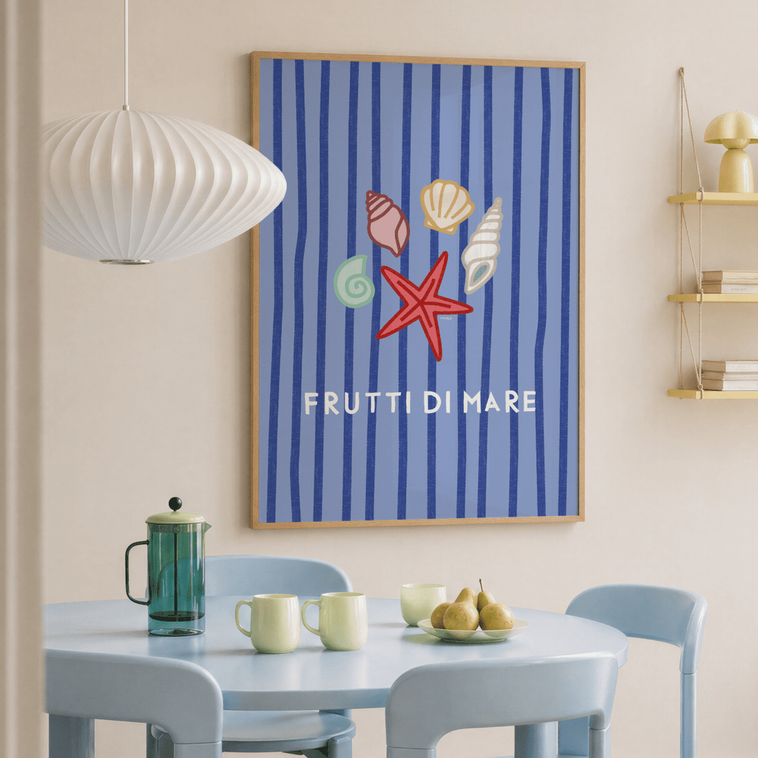 Frutti di Mare Poster • Fine Art Kunstdruck für Urlaubs-Vibes mit Muscheln und Meer - vonSUSI