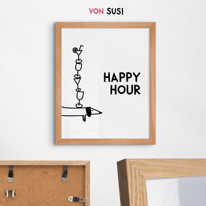 Happy Hour Poster • lustiges Dackelposter - vonSUSI