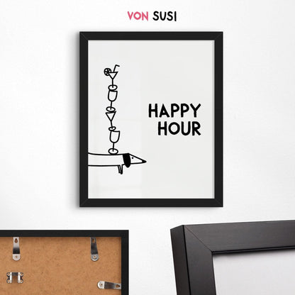 Happy Hour Poster • lustiges Dackelposter - vonSUSI