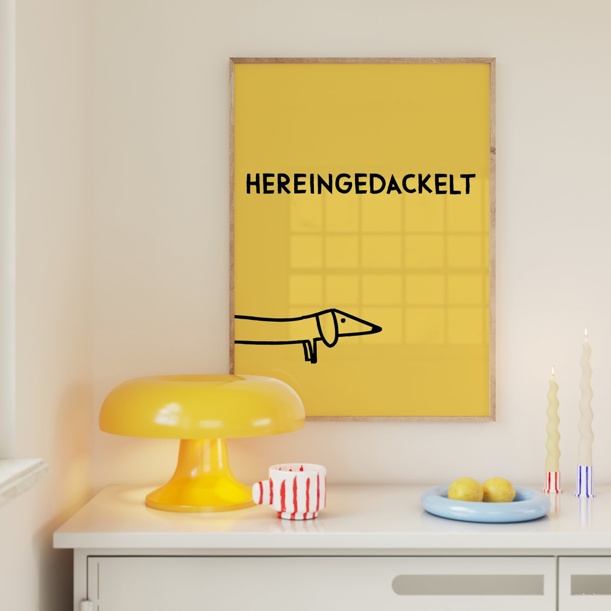 Hereingedackelt Poster für den Eingangsbereich in gelb - vonSUSI