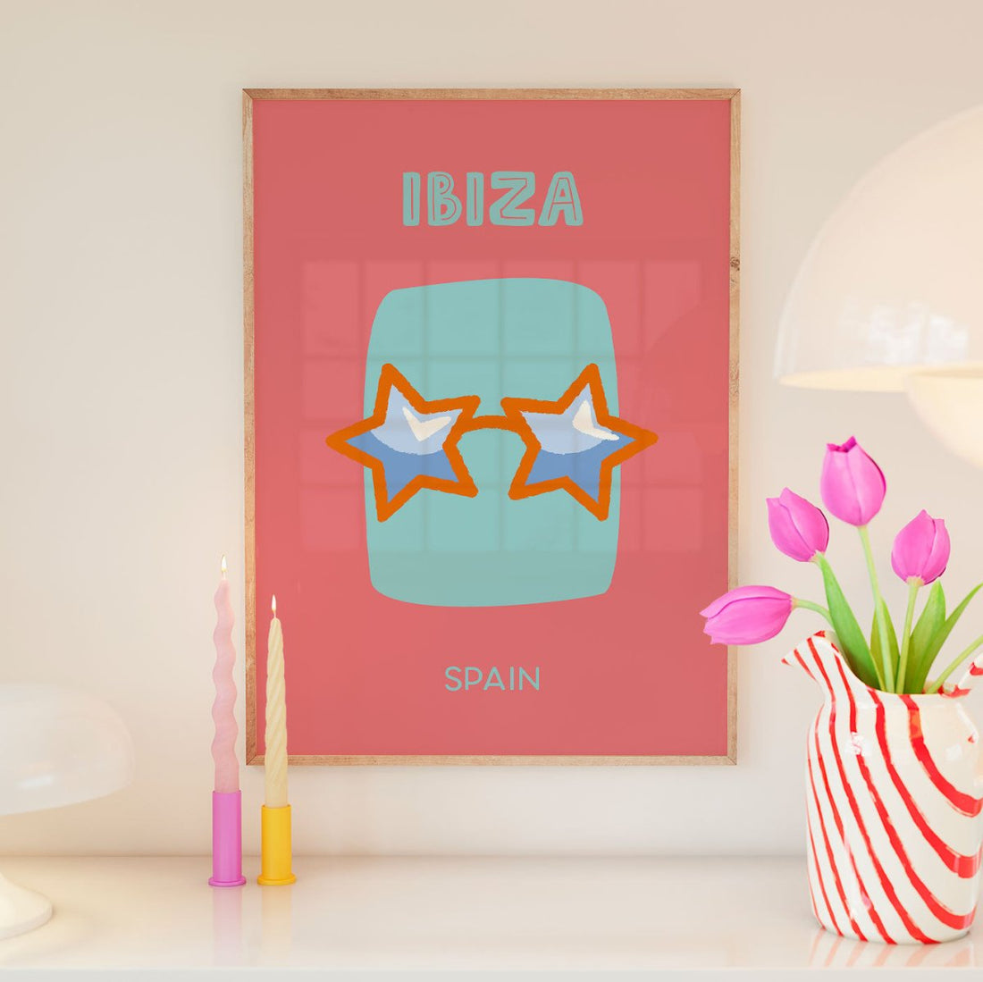Ibiza Poster • Städteposter Ibiza Spanien • Ibiza Kunstdruck • Poster mit Sonnenbrille - vonSUSI