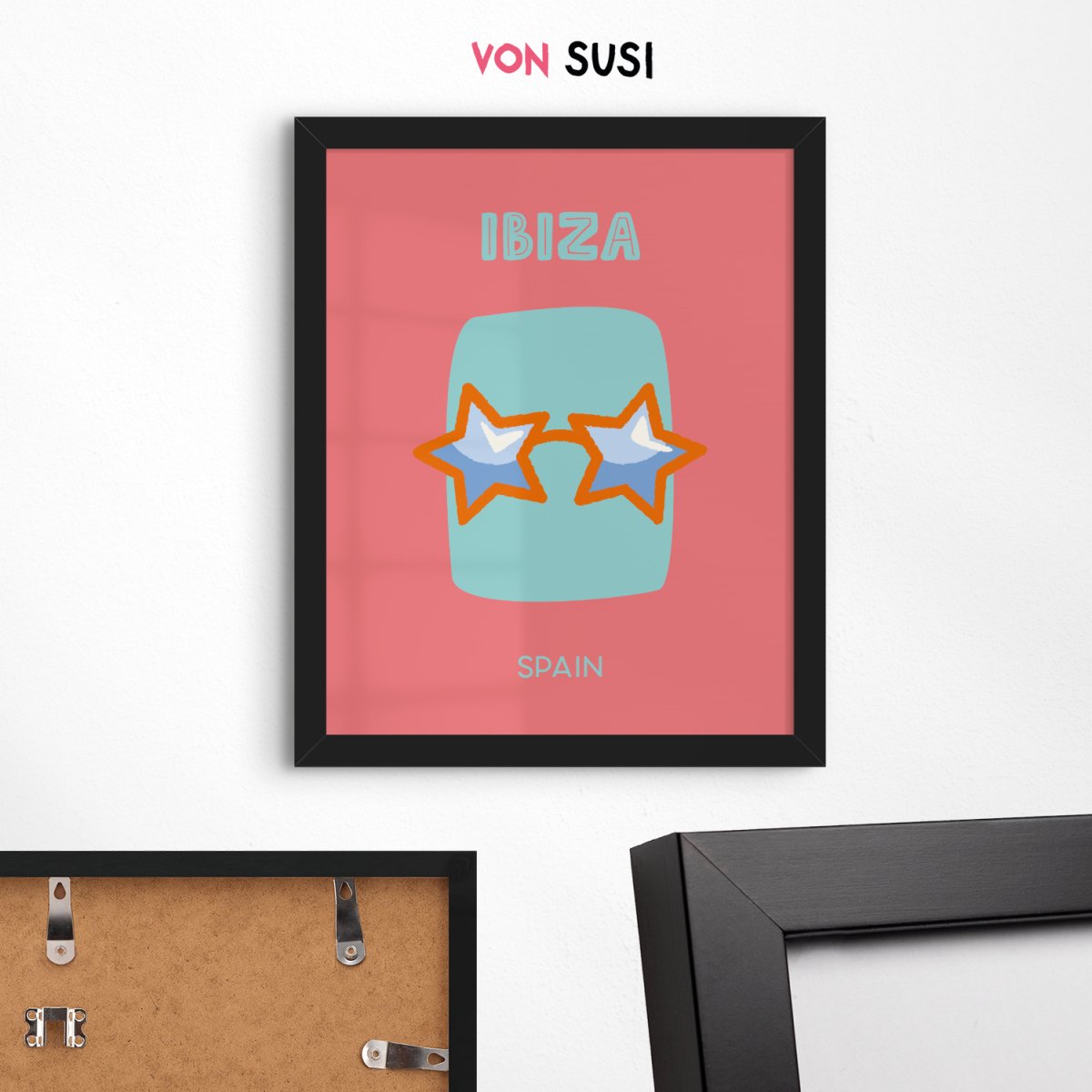 Ibiza Poster • Städteposter Ibiza Spanien • Ibiza Kunstdruck • Poster mit Sonnenbrille - vonSUSI