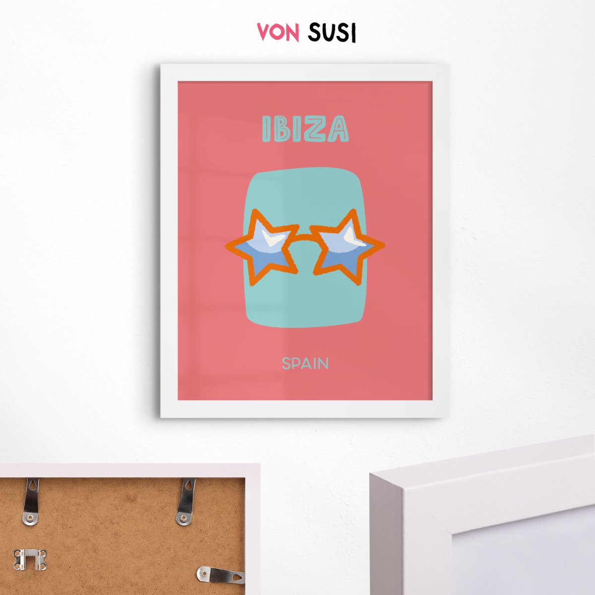 Ibiza Poster • Städteposter Ibiza Spanien • Ibiza Kunstdruck • Poster mit Sonnenbrille - vonSUSI