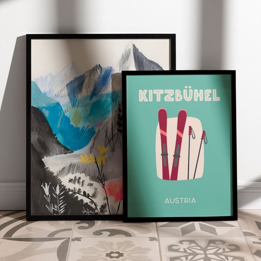 Kitzbühel Poster • Städteposter Österreich • Berge Kunstdruck in türkis - vonSUSI
