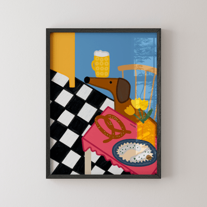 Küchenposter mit bayrischem Dackel und Brotzeit • handgezeichnet und exklusiv bei vonSUSI - vonSUSI