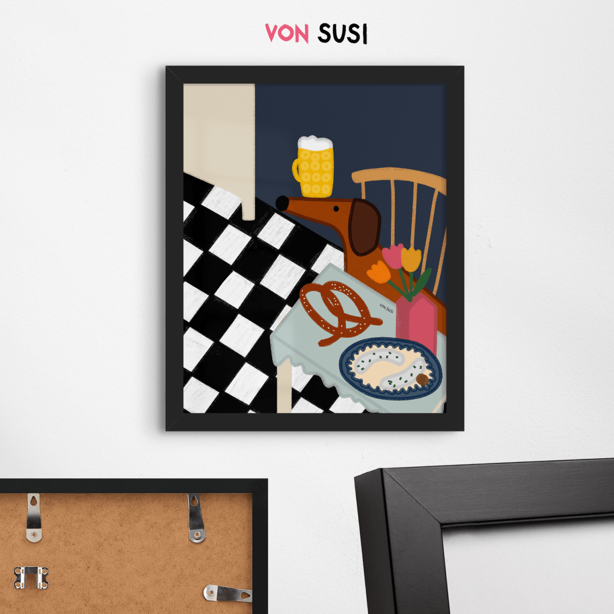 Küchenposter mit bayrischem Dackel und Brotzeit • handgezeichnet und exklusiv bei vonSUSI - vonSUSI