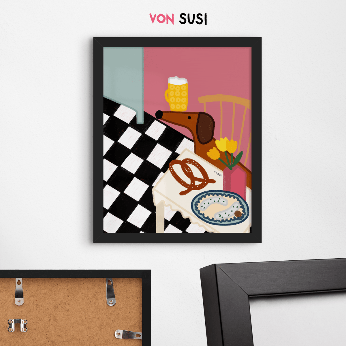 Küchenposter mit bayrischem Dackel und Brotzeit • handgezeichnet und exklusiv bei vonSUSI - vonSUSI