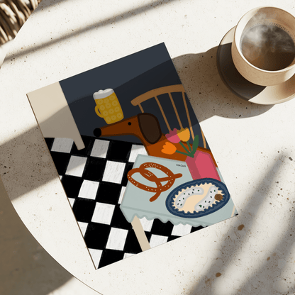 Küchenposter mit bayrischem Dackel und Brotzeit • handgezeichnet und exklusiv bei vonSUSI - vonSUSI