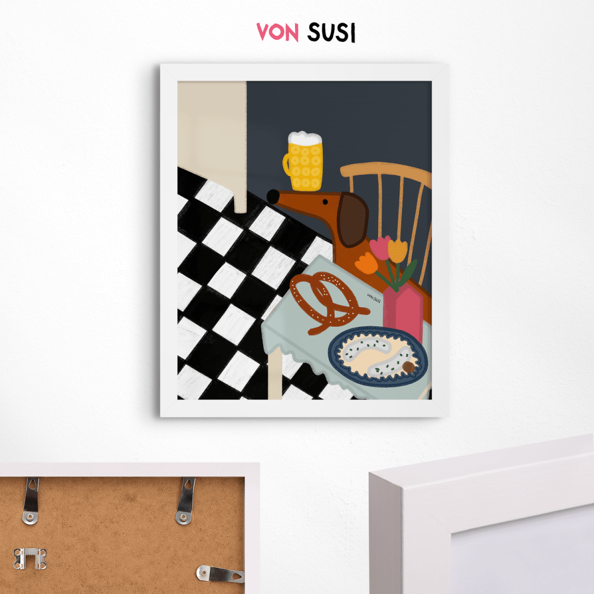 Küchenposter mit bayrischem Dackel und Brotzeit • handgezeichnet und exklusiv bei vonSUSI - vonSUSI