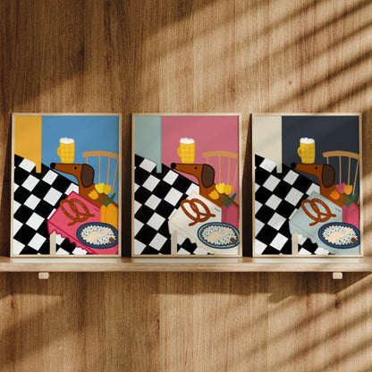 Küchenposter mit bayrischem Dackel und Brotzeit • handgezeichnet und exklusiv bei vonSUSI - vonSUSI