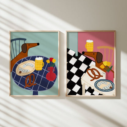 Küchenposter mit bayrischem Dackel und Brotzeit • handgezeichnet und exklusiv bei vonSUSI - vonSUSI