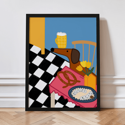 Küchenposter mit bayrischem Dackel und Brotzeit • handgezeichnet und exklusiv bei vonSUSI - vonSUSI