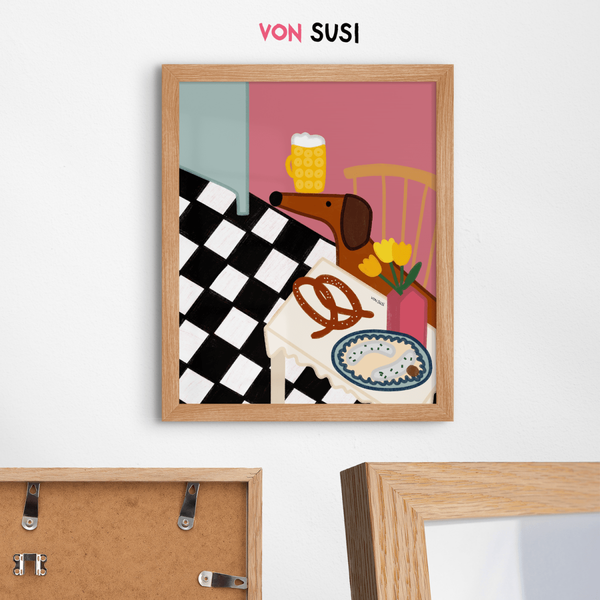 Küchenposter mit bayrischem Dackel und Brotzeit • handgezeichnet und exklusiv bei vonSUSI - vonSUSI