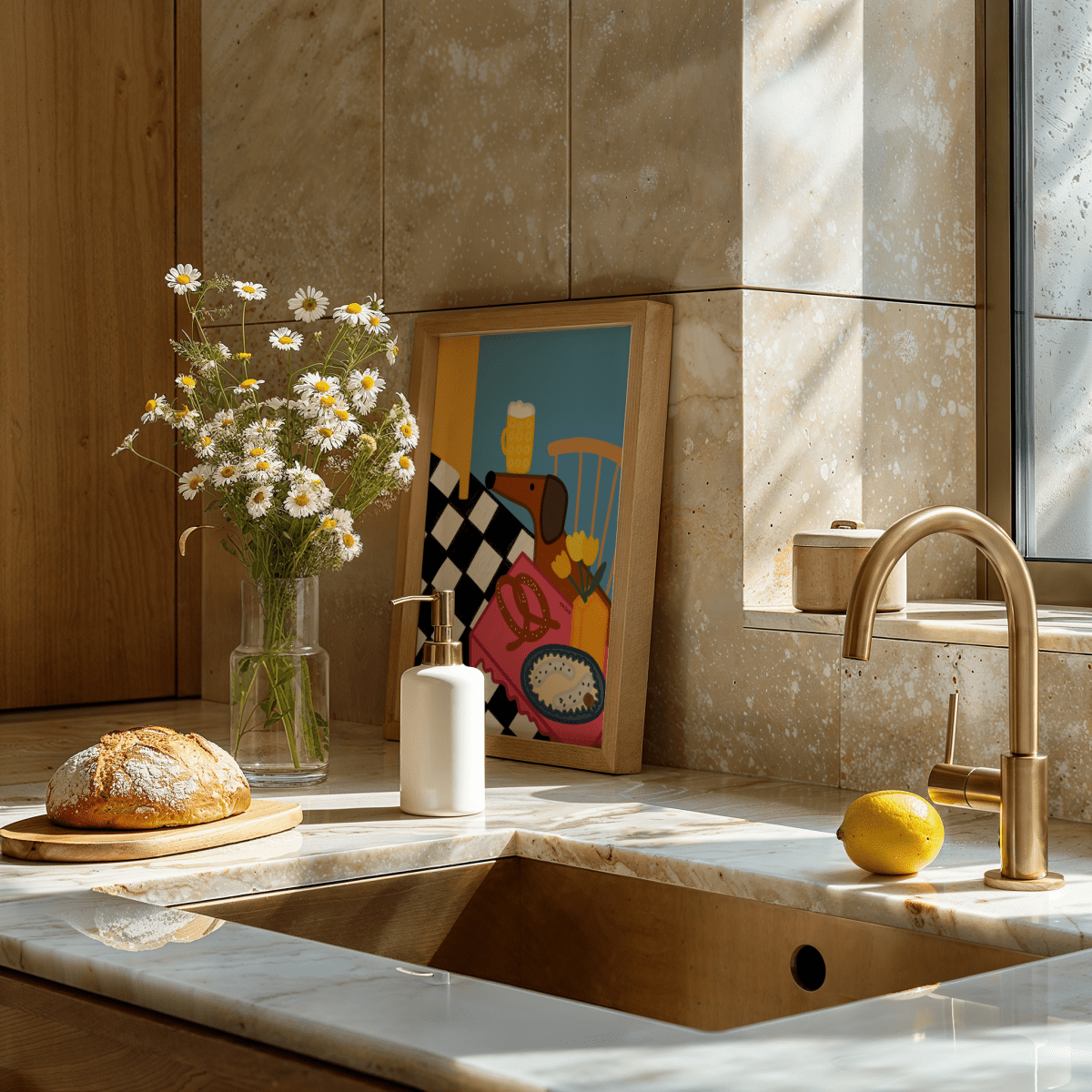 Küchenposter mit bayrischem Dackel und Brotzeit • handgezeichnet und exklusiv bei vonSUSI - vonSUSI