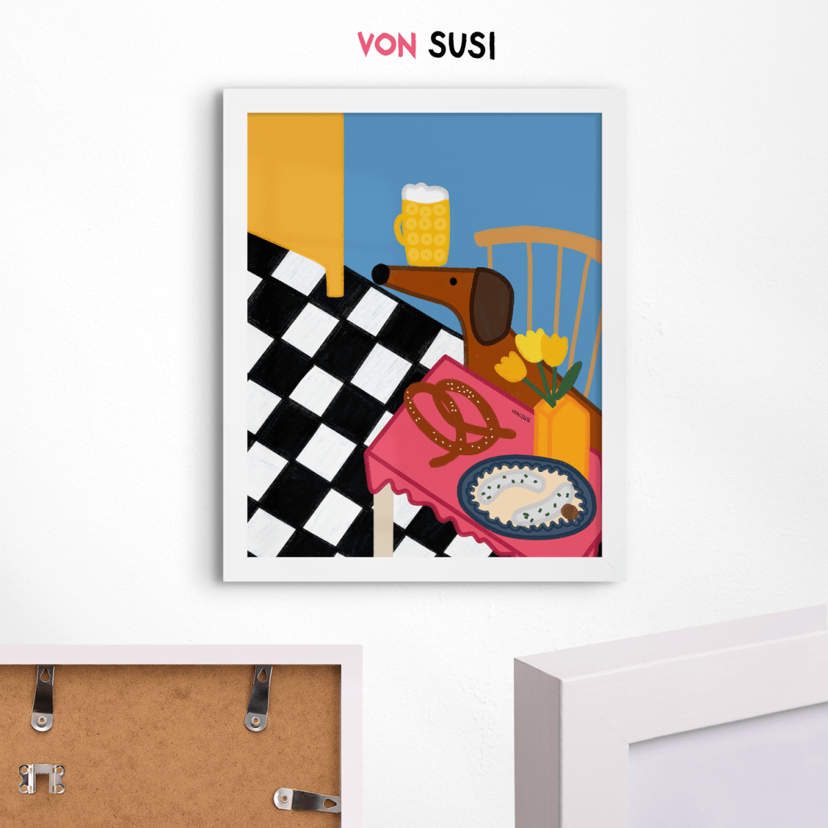 Küchenposter mit bayrischem Dackel und Brotzeit • handgezeichnet und exklusiv bei vonSUSI - vonSUSI