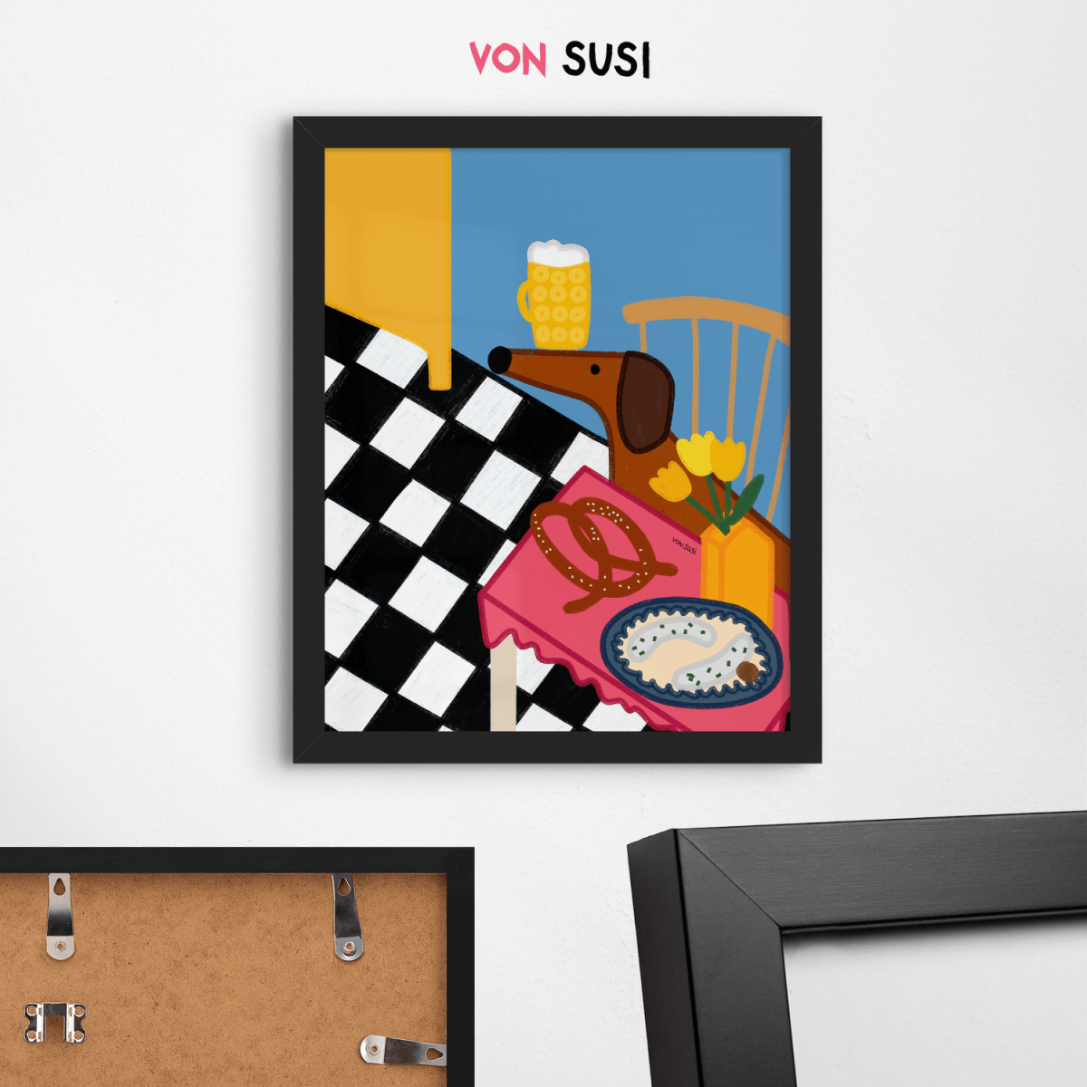 Küchenposter mit bayrischem Dackel und Brotzeit • handgezeichnet und exklusiv bei vonSUSI - vonSUSI