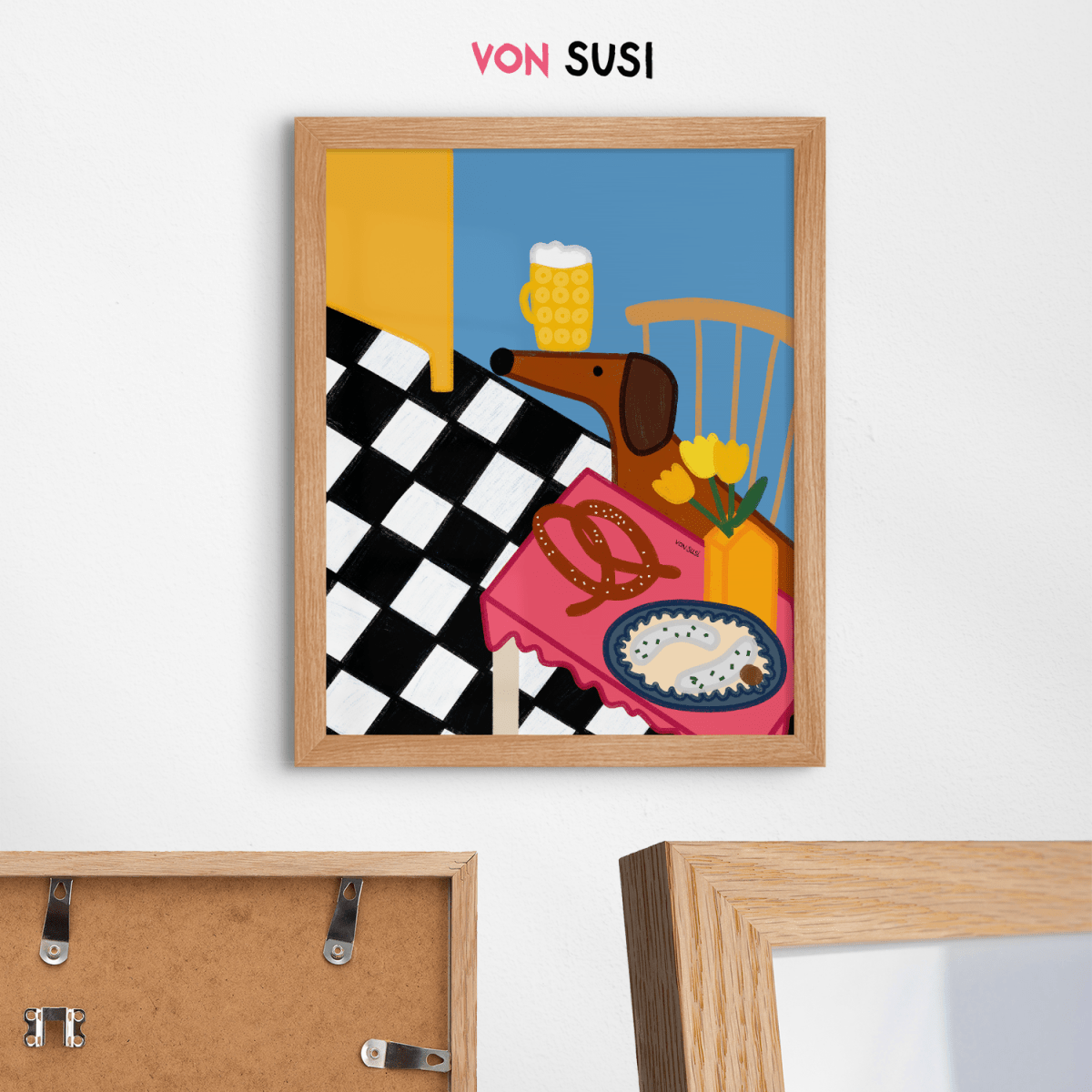 Küchenposter mit bayrischem Dackel und Brotzeit • handgezeichnet und exklusiv bei vonSUSI - vonSUSI