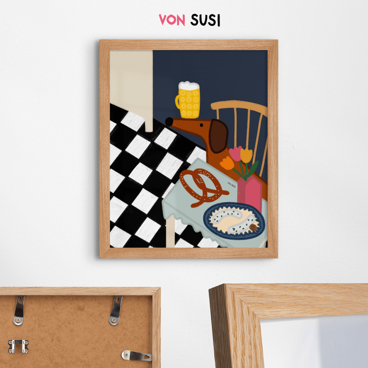 Küchenposter mit bayrischem Dackel und Brotzeit • handgezeichnet und exklusiv bei vonSUSI - vonSUSI