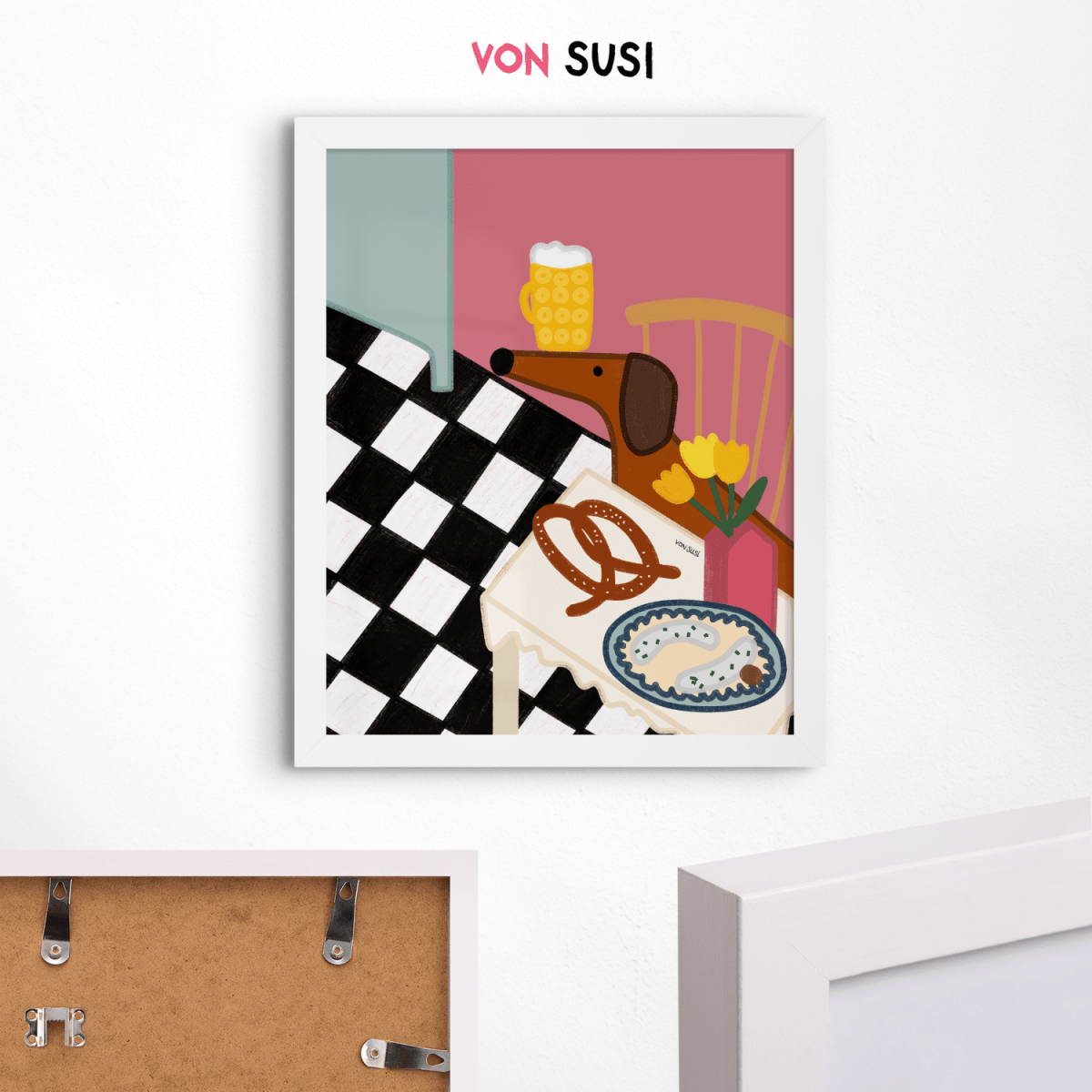 Küchenposter mit bayrischem Dackel und Brotzeit • handgezeichnet und exklusiv bei vonSUSI - vonSUSI