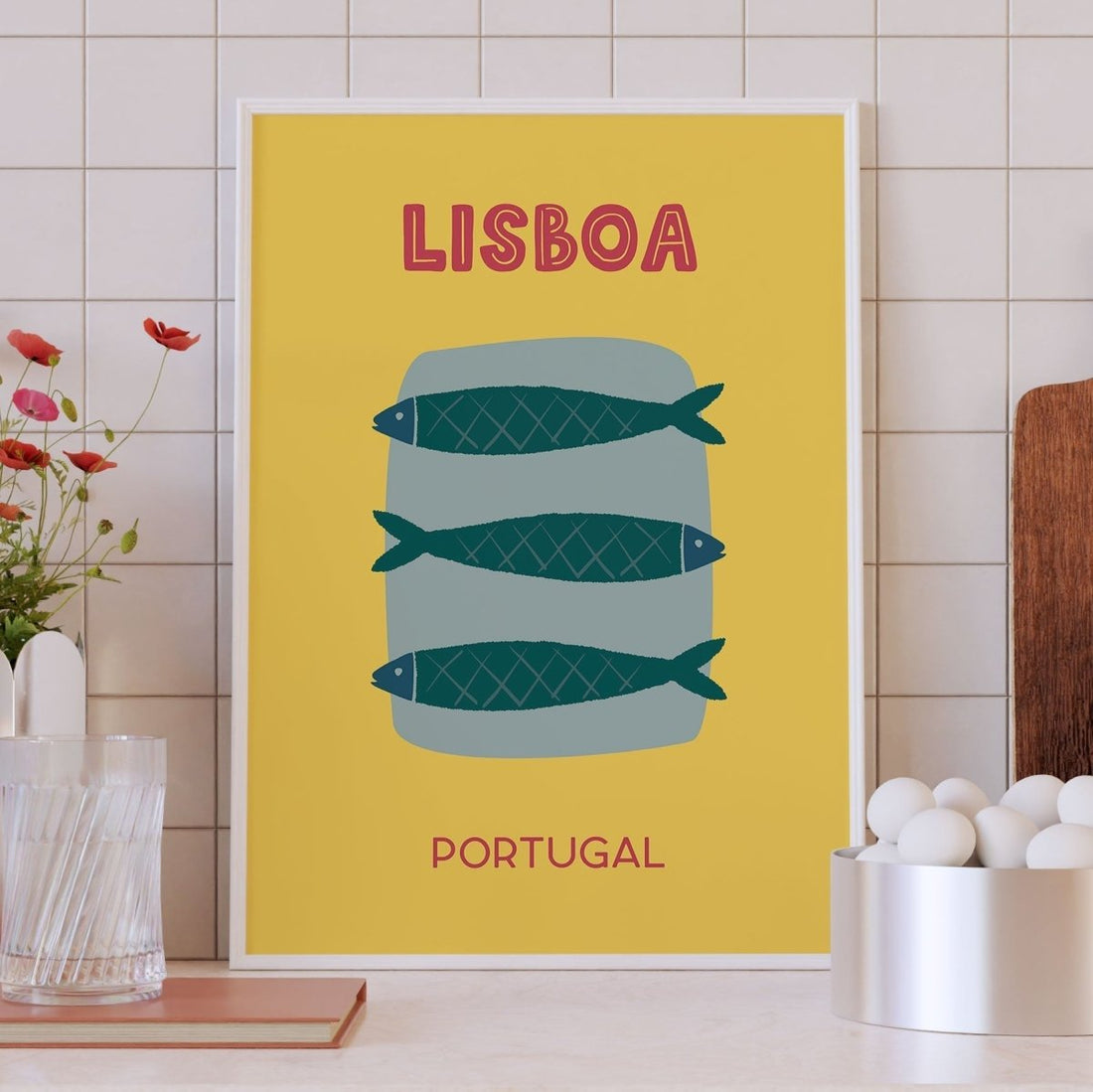 Lisboa Poster • Städteposter Lisboa Portugal • Lissabon Poster • Kunstdruck • Poster mit Fisch Motiv - vonSUSI