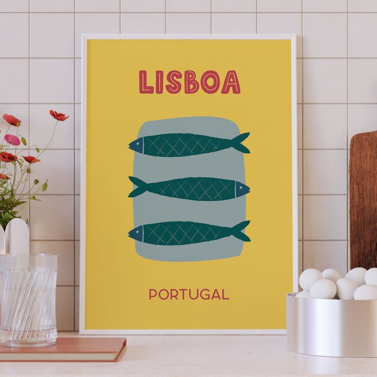 Lisboa Poster • Städteposter Lisboa Portugal • Lissabon Poster • Kunstdruck • Poster mit Fisch Motiv - vonSUSI