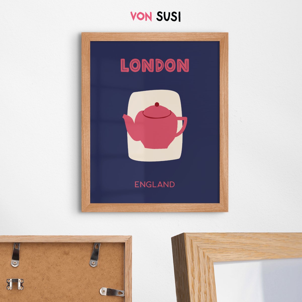 London Poster • Städteposter London England • Kunstdruck • modernes London Poster mit Teekanne - vonSUSI