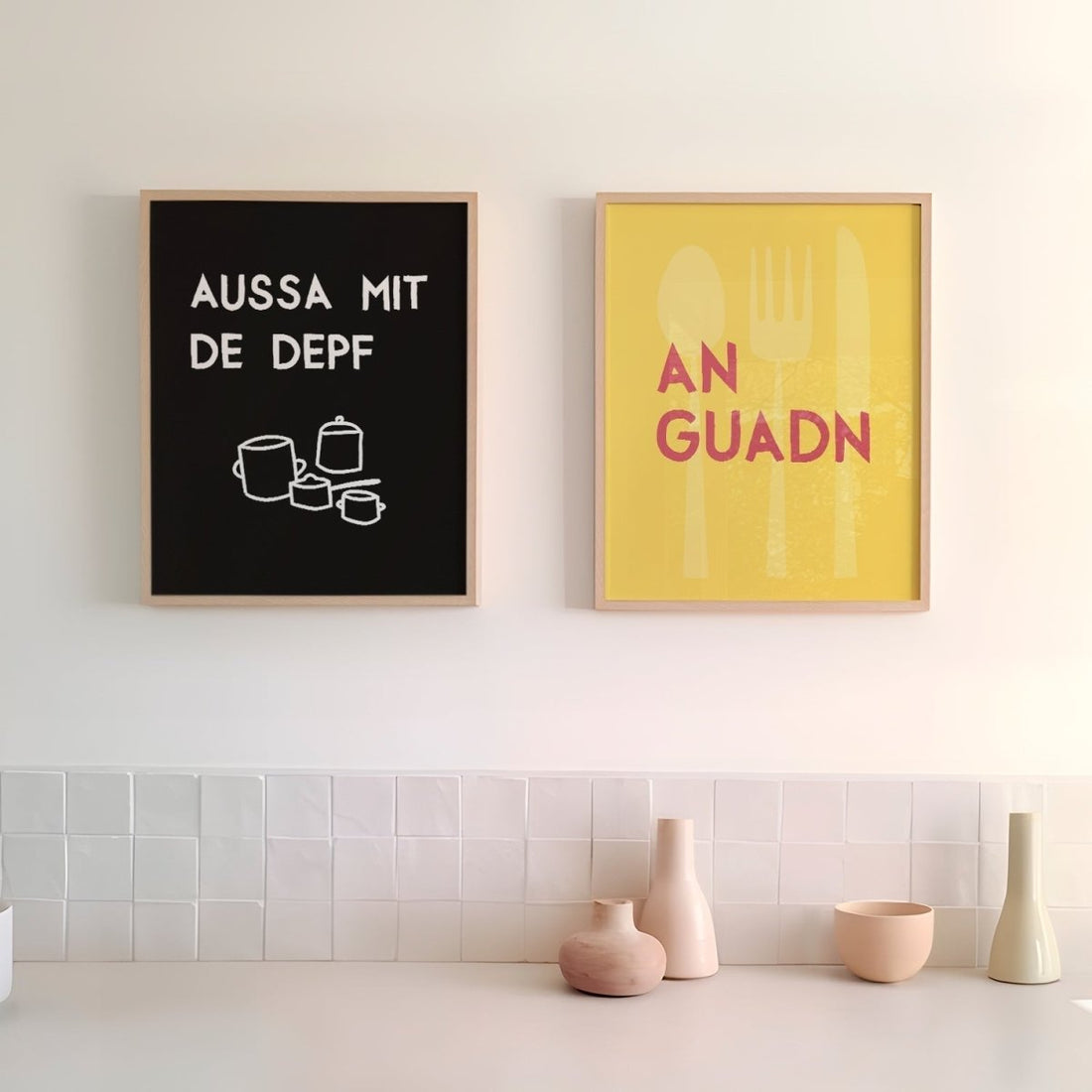 Lustiges bayerisches Küchenposter Aussa mit de Depf - vonSUSI
