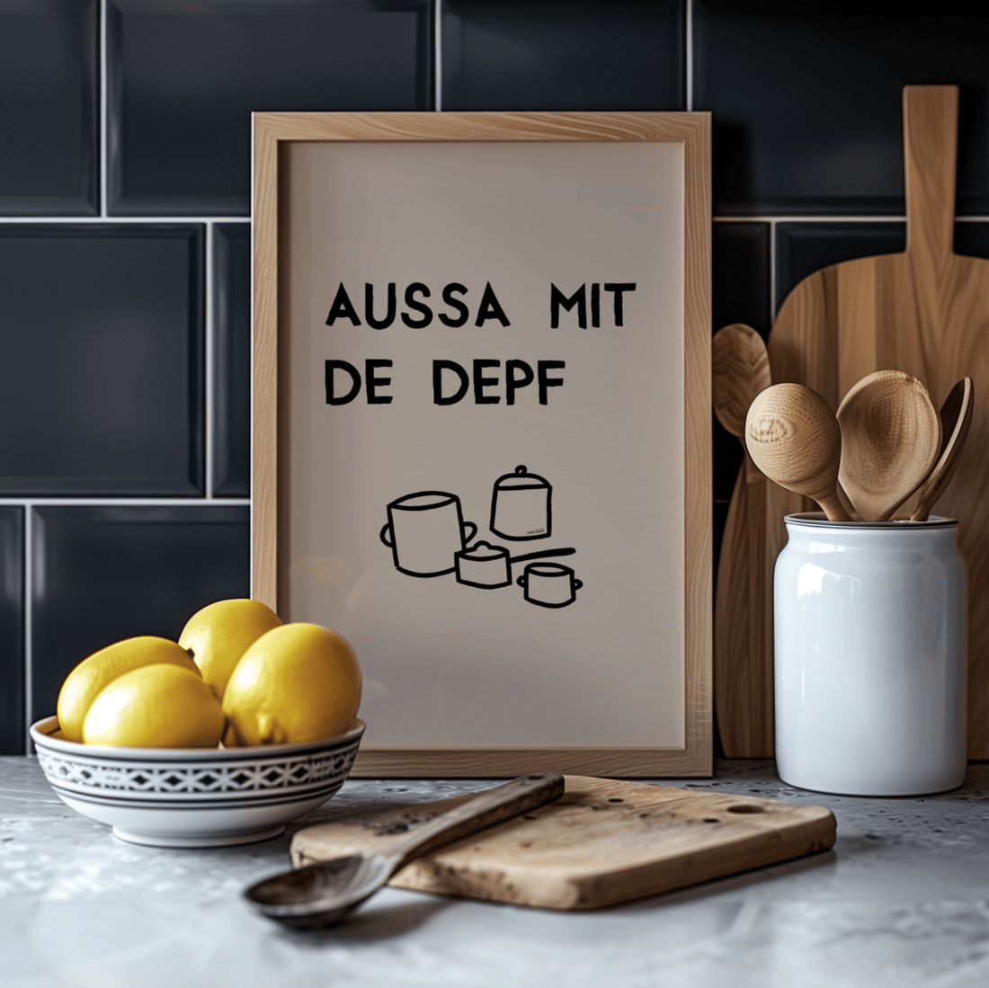 Lustiges bayerisches Küchenposter Aussa mit de Depf - vonSUSI