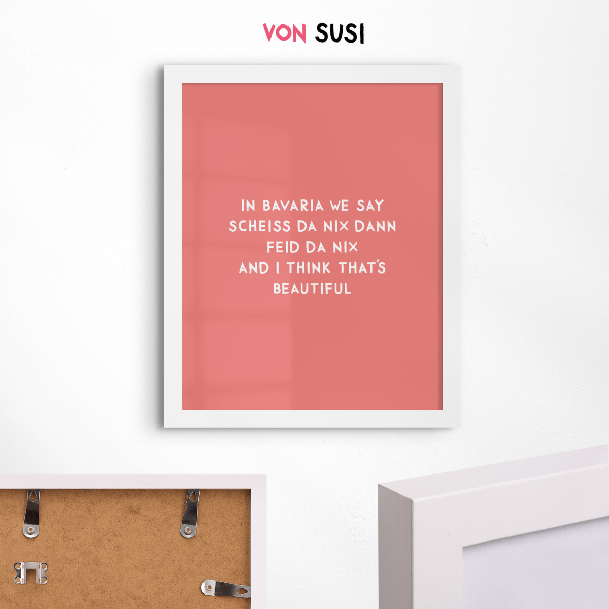 Lustiges bayerisches Spruch - Poster &quot;Scheiss da nix&quot; in verschiedenen Farben - vonSUSI