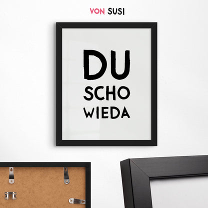 Lustiges Poster bayrisch &quot;Du scho wieda&quot; • bayrisches Typografie Poster • bayerischer Spruch • lustige Wanddekoration für Bayern mit Dialekt - vonSUSI