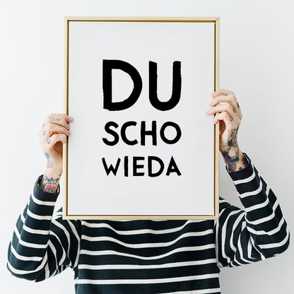 Lustiges Poster bayrisch &quot;Du scho wieda&quot; • bayrisches Typografie Poster • bayerischer Spruch • lustige Wanddekoration für Bayern mit Dialekt - vonSUSI