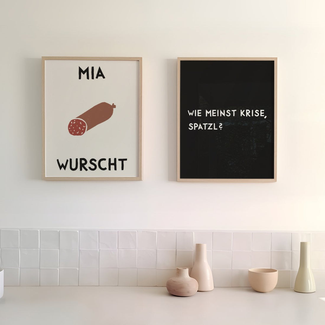 Mia Wurscht Poster • lustiges Poster mit Wurst Illustration und bayerischem Spruch • lustiges Poster für Bayeren - vonSUSI