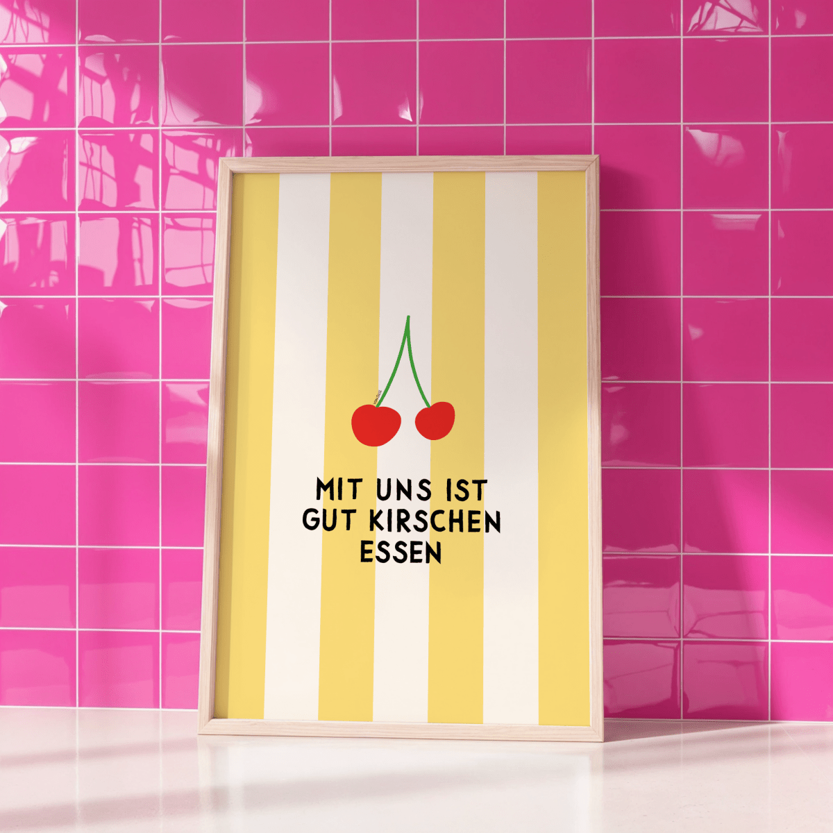 Mit uns ist gut Kirschen essen Poster • modernes Typografieposter - vonSUSI