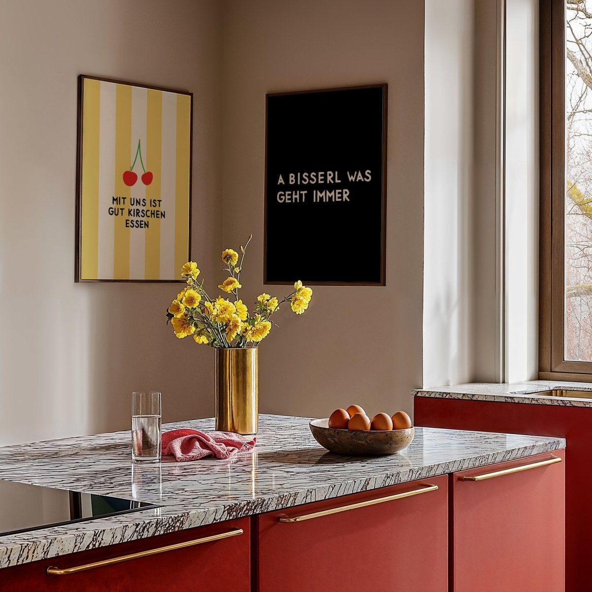 Mit uns ist gut Kirschen essen Poster • modernes Typografieposter - vonSUSI