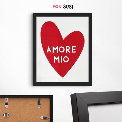 Modernes Amore Mio Poster mit italienischem Spruch - vonSUSI