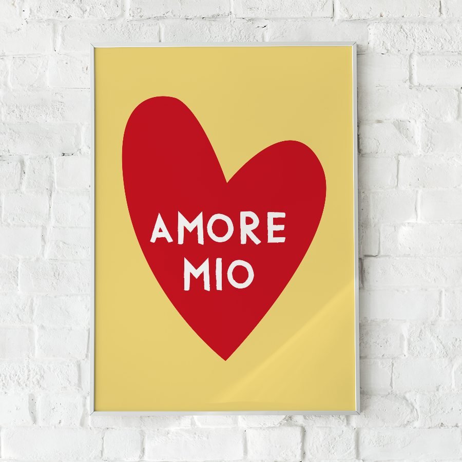Modernes Amore Mio Poster mit italienischem Spruch - vonSUSI