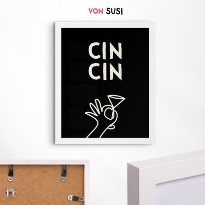 Modernes Cin Cin Poster für Küche oder Esszimmer - vonSUSI