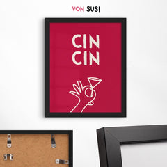 Modernes Cin Cin Poster für Küche oder Esszimmer - vonSUSI