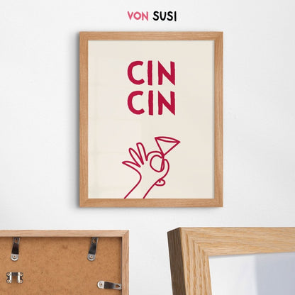 Modernes Cin Cin Poster für Küche oder Esszimmer - vonSUSI