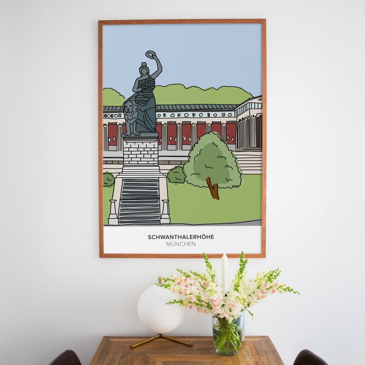 München Poster • Bavaria Statue Poster • Schwanthalerhöhe Zeichnung - vonSUSI