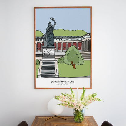 München Poster • Bavaria Statue Poster • Schwanthalerhöhe Zeichnung - vonSUSI