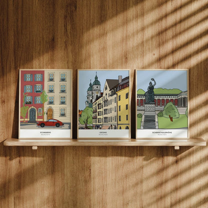 München Poster • Bavaria Statue Poster • Schwanthalerhöhe Zeichnung - vonSUSI