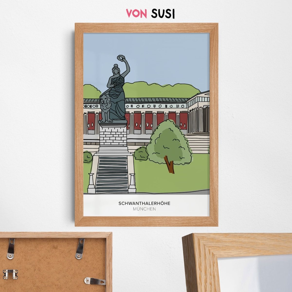 München Poster • Bavaria Statue Poster • Schwanthalerhöhe Zeichnung - vonSUSI