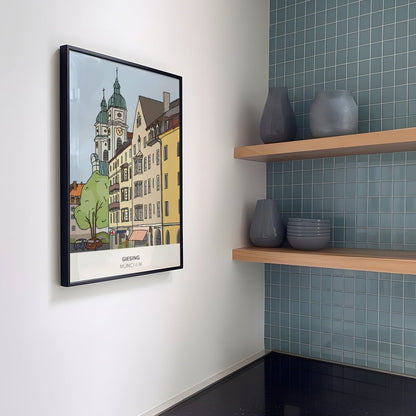 München Poster • Giesing Poster mit Illustration • Untergiesing Zeichnung - vonSUSI