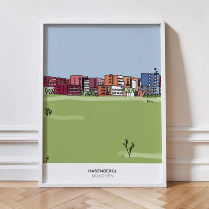 München Poster • Hasenbergl • Panzerwiese Zeichnung - vonSUSI